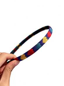 1 pieza Diadema vintage de tela suave y antideslizante con diseño de corazón colorido para niñas y mujeres - Multicolor - Ver 3