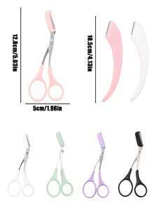 2件套/1件装理发器、眉剪套装，男女通用脱毛修剪器，防滑手柄眉剪和面部剃须刀，去角质工具，符合人体工程学设计，带保护盖的眉毛修剪器和剃须刀，可重复使用和清洗的眉刀，适合初学者修眉，面部毛发修剪器，眉毛修整