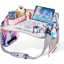 MOSNOW Bandeja para Asiento de Coche, Bandeja de Viaje para Niños, Mesa de Coche para Niños, con Bolsa de Almacenamiento, Plegable y con Almacenamiento, Imprescindible para Viajes en Coche y Avión - Rosa - Ver 11