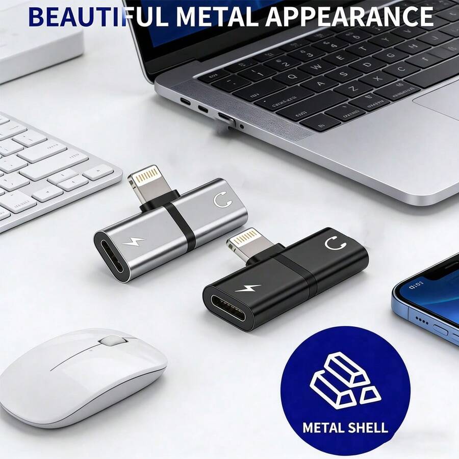 1个Lightning音频适配器分线器耳机充电转换器，兼容 14 Pro Max/14 Pro/14 Plus/14/13/12/11/XS/XR/8/7/6、iPad系列 - 彩色 - 查看 1