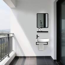 Lavabo Con Soporte De Espejo Para Colgar Toallas Para Baño - Multicolor - Ver 7