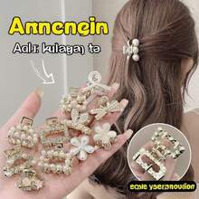 6pcs Women's Hair Clips Decorated With Faux Pearl And Rhinestone, Suitable For Updo Hairstyles Hair Accessories Flower Hair Clip Fashion Claw Clip Elegant Hair Claw - Gold - View 11