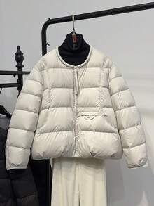 Women Outdoor Down Jackets - Creamy Beige - View 3