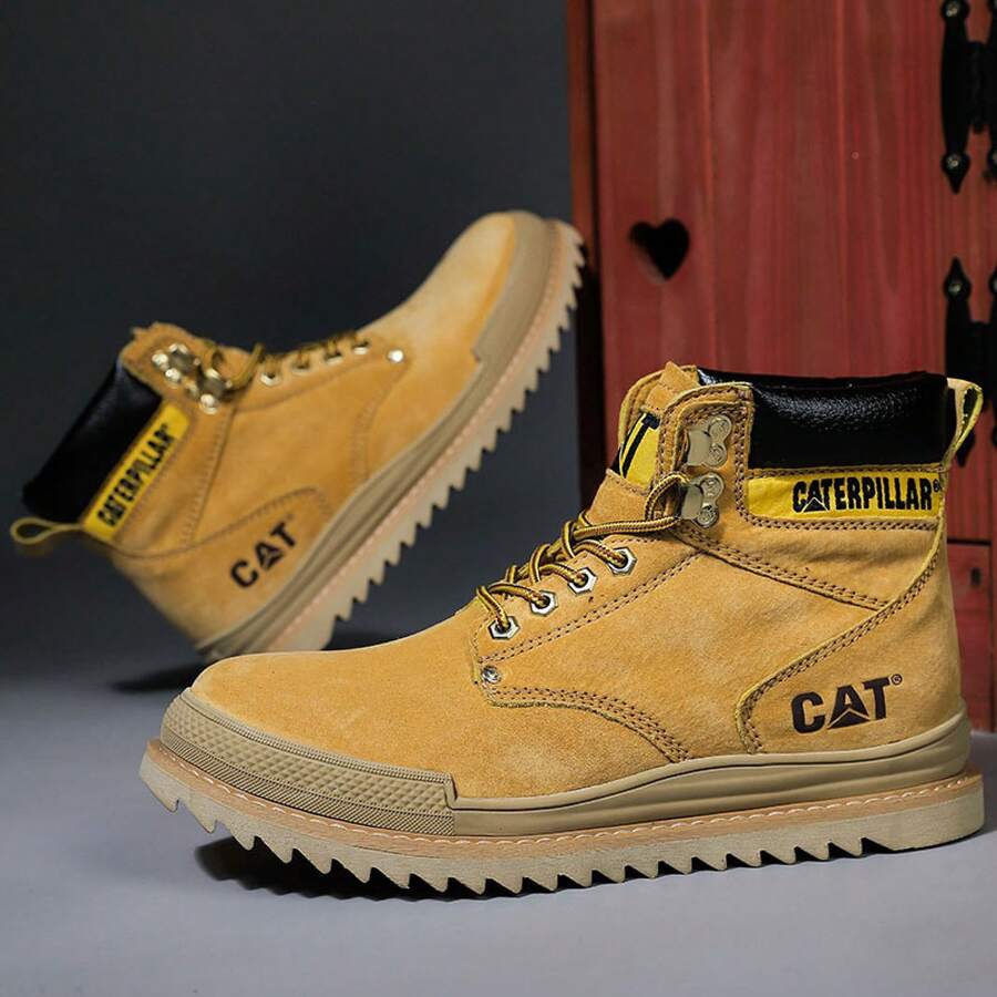 Cowhide Quality Men's Soft Sole Soft Surface Outdoor Workwear Fashion Suede  Boots For Men - C20277# Yellow (Dress Shoe Size) - View 1