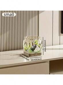 1 Piece Round Transparent And Durable Aquarium | Aquarium Decoration - Unbreakable, Stable Tabletop Aquarium Suitable For Turtles And Small Fish | Natural Stone Design, Multipurpose Decorative Aquarium For Indoor/Outdoor Use - Multicolor - View 3