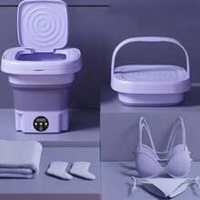 OBOVAY Máy giặt mini gấp gọn di động, máy giặt tự động dạng xô mini dùng trong gia đình, máy giặt quần áo trẻ em, thích hợp cho du lịch, cắm trại, căn hộ, ký túc xá. - Phích cắm loại C của EU (220-240V) - Xem 2