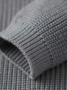 Mommy And Me Matching Sweaters Solid Color Ribbed Long Sleeve Round Neck Chunky Knit Tops For Autumn Winter - Grey - View 3