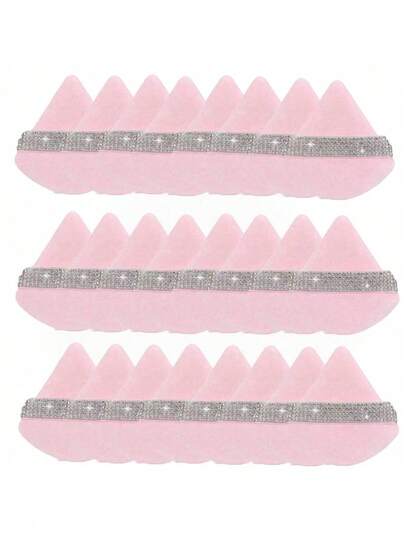 24pcs/15pcs/8pcs/3pcs Flocked Triangle Makeup Sponges, Soft & Fluffy Texture, Suitable For Face & Body Powder Puff, Mixed Set Makeup Beauty Tools