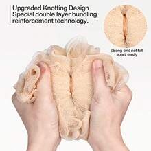 Fishent Esponja de Baño de Lufa Paquete de 3 Esponjas Exfoliantes para El Cuerpo Esponjas de Ducha de Puf de Malla Suave de 60G Esponja Vegetal para Mujeres Y Hombres Unidad Paquete de 3 Azul - Azul - Ver 5