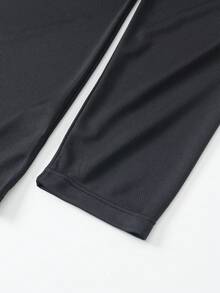 Men's Minimalist Long Sleeve Sweatshirt, With Adjustable Drawstring And Graphic Print Details, Men's Elastic Comfortable Casual Training Top, Men's Sports Fitness Shirt, Men's Breathable Casual Long Sleeve Hoodie, Suitable For Outdoor Sports, Ball Sports, Training, Jogging And Other Scenarios - Black - View 7