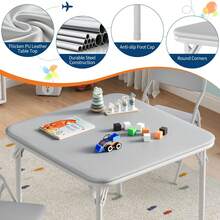 Juego de mesa y sillas plegables de 5 piezas, mesa de actividades portátil para espacios compactos, aulas y comedores flexibles. - Gris - Ver 4