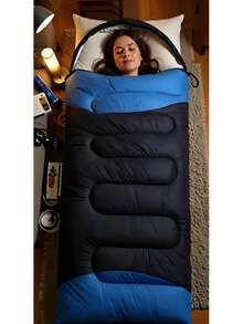 Office Nap Warm Sleeping Bag - A Portable Envelope-Style Alternative To Folding Beds With Retractable Hood, Waterproof Design, Adapt To 0-20℃,Navy & Blue Color Block,Ideal For Office Professionals, Gardens, Camping, Workplaces. - 藍色 - 查看 4