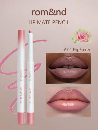 Rom&nd Lápis labial Romand LIP MATE 04 Fig Breeze, com tecnologia Feather-Blur Edge, Airy Core Breathe Tech, Lip-Contour Fusion, Warm Nude Almond Haze, Cool Gray Rose Sheer e Caramel Chestnut Melt. Kit compacto para esculpir os lábios, efeito natural, K-Beauty, maquiagem coreana, 0,5g/0,02oz