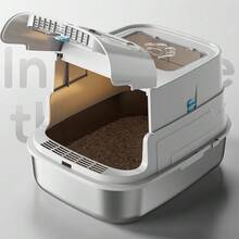 Extra Large Stainless Steel Litter Box, Fully Enclosed Design With High Walls To Prevent Litter Scatter, Anti-Stick & Odor-Proof Cat Litter Tray