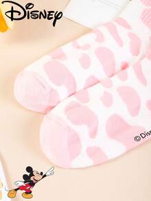 Disney 1 Pair/5 Pairs/10 Pairs Women's Mid-Calf Socks - Minnie Mouse Pattern, Pink Cow Print Mid-Calf Socks, Sweet & Cool High Elasticity Sports Mid-Calf Socks, Versatile Style, Suitable For Daily Wear And As Holiday Gifts - Multicolor - View 8