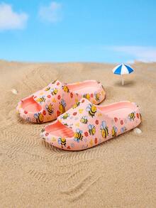 1 Pair Kids' Foam Slippers, EVA Lightweight Non-Slip Soft Bottom Cute Casual Slip-On Sandals For Boys & Girls - Pink - View 4