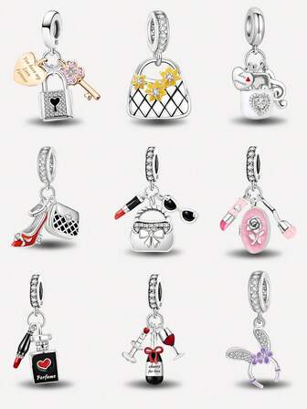 1pc Fashion Cute Bag, Sunglasses, Lipstick Charm Beaded Pendant, Suitable For Women Bracelet, Bangle DIY Jewelry Making And Daily Outfit Accessory, Ideal For Girls