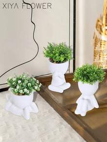 1/3 cây mọng nước nhân tạo, chậu cây mọng nước nhỏ hình người, 3 kiểu dáng, bình hoa trắng, thiết kế hoạt hình, chất liệu PP/PE, màu xanh lá cây, trang trí bàn làm việc, trang trí nhà cửa, trang trí sân vườn, trường học, đám cưới, quà tặng ngày Valentine, ký túc xá, trang trí văn phòng. - Nhiều màu - Xem 8