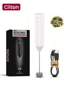 CLITON 黑/白/綠/粉可選便攜式電動奶泡機咖啡泡沫製造器，可充電附充電底座與多款攪拌頭，高速攪拌機適用於熱巧克力卡布奇諾拿鐵，咖啡愛好者的聖誕禮物，堅固優質做工 - 彩色 - 查看 17