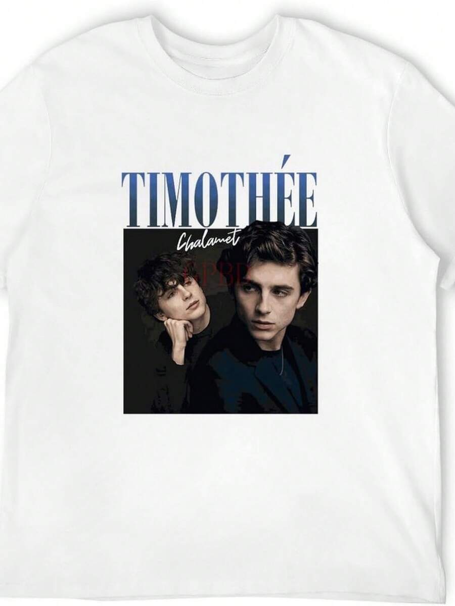 Pop Culture Mens T Shirt Timothée Chalamet Mens T Shirt Beautiful Boy Timothee Tee White - 白色 - 查看 1