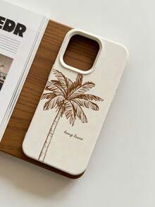 Minimalist Brown Palm Tree Leather Phone Case - Featuring Elegant Line Art Palm Tree Pattern, "Hang Loose" Casual Font, Cream Faux Leather Texture, Compatible With IPhone 17, 17 Pro, 17 Pro Max, 16, 16 Plus, 16 Pro Max, 16e, 16 Pro, 15, 15 Plus, 15 Pro Max, 15 Pro, 14, 14 Plus, 14 Pro Max, 14 Pro, 13, 13 Pro, 13 Pro Max, 12, 12 Pro, 12 Pro Max - Multicolor - View 1