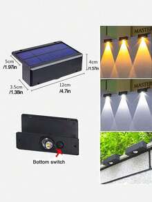 4/2/1个户外太阳能灯，IP65防水，户外太阳能壁灯，装饰太阳能花园灯，暖白光，LED户外壁灯，太阳能围栏灯，阳台装饰太阳能灯