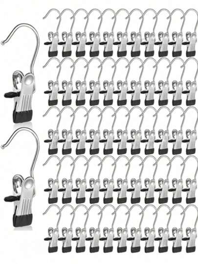 Premium Stainless Steel Clothes Clip,Adjustable Metal Pants Hanger With Clips,Laundry Clothes Nail With Hook, Portable Hanging Clothes Clip Decorations Costumes Decor Festival Decor Pant And Skirt Hangers With Grip Clips