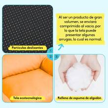 Sofá para Mascotas Vintage de Piel Sintética, Cama Elegante para Perros y Gatos, Base Antideslizante, Fácil de Limpiar, Grande (75x50x26cm), Naranja/Azul - Naranja - Ver 6