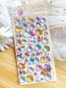 3D Embossed Crystal Stickers, Fruit Rabbit Pattern, Children's Handmade Educational DIY Decorative Materials, Gift Stickers, Spiral Notebook, Office & Study Supplies, Improve Work Efficiency, Back To School Essentials, Learning Supplies - Multicolor - View 7