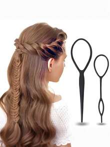 2件套扭辫器，发尾工具，法式编发工具环，用于发型设计 - 彩色 - 查看 2