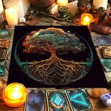 1pc Enchanting Vintage Tree Of Life Design Tarot Tablecloth With Tarot Bag - Vibrant Polyester Altar Mat With Celestial & Floral Design For Tarot Reading, Witchcraft & Astrology, Tarot Tablecloth Boho Playmat Cloth Home Decor - White - View 5