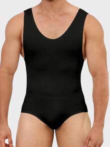 1pc Men's Sleeveless Shapewear Bodysuit, Tummy Control Compression Vest Suitable For Workout And Casual Wear