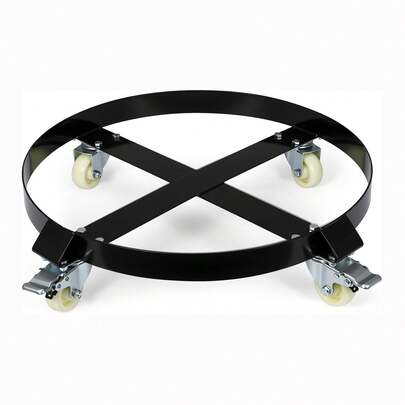 55-Gallonen-Fasswagen, Schwerlast-Stahlwagen mit Querverstrebungen und Lenkrollen, Tragfähigkeit 1000 lbs, kippsicher, Fasswagen mit Bremse für den Fasstransport im Lager