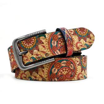 Retro Floral Print Bohemian PU Leather Belt