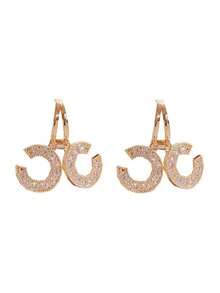 一对奢华闪亮金色双C形水晶耳环 - 复古优雅百搭配饰 - 金色 - 查看 5