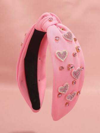 1件装女士情人节爱心发箍 - 水钻闪亮爱心发圈发饰礼物，发带，头饰