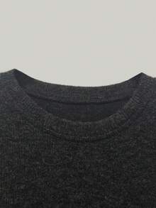 Plus-Size Women's Fashion Cartoon Cute Bear Printed Faux Sweater With Round Neck, Pullover, Autumn Commuter Versatile Slim-Fit Top. Women's Casual Fashion Commuter Elegant Autumn And Winter Top, Suitable For Fall And Winter, Home Wear, And Going Out. Made Of Soft And Comfortable Fabric, Machine Washable. Autumn And Winter Tops, Cute Knitted Tops, Elegant Winter Tops, Warm Winter Tops, Autumn Tops. - Pure Black - View 3