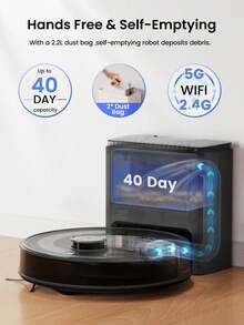 LEFANT M2 Puls Robot Vacuum & Mop | 6000Pa Suction, LiDAR Mapping, 45-Day Auto Dust Disposal, App Control - màu đen - Xem 4
