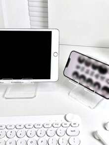 1 pieza Soporte de teléfono acrilico transparente minimalista, soporte ajustable montado en el escritorio, soporte antideslizante para teléfono compatible con iPhone, Android, regalo para cumpleaños, familia, amigos, accesorios de teléfono para cumpleaños, resistente