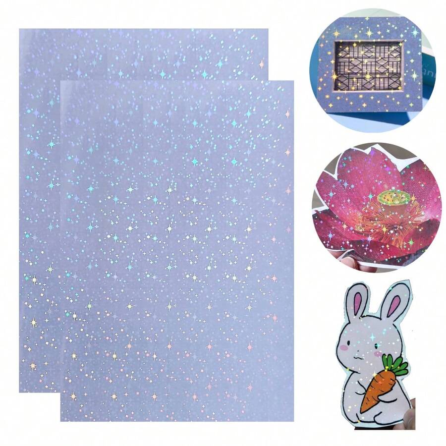 50 Hojas Hojas Holográficas Laminadas En Frío Tamaño A4, Láminas Autoadhesivas, Lámina Láser Laminada En Frío, Lámina Estrella - Unitalla - Ver 1