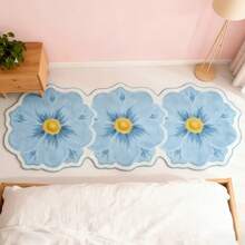 Tapete de entrada com estampa floral azul (1 peça), tapete comprido para casa, tapete decorativo, decoração de quarto, tapete pequeno, tapete, decoração para casa, tapete para sala de estar, tapete pequeno para sala de estar, tapete para quarto, decoração para sala de estar, tapete para área externa, tapete lavável. (Padrão irregular feito à mão, pode haver variação de 1 a 5 cm. Recomenda-se pedir um tamanho maior.) - Multicolorido - Ver 2
