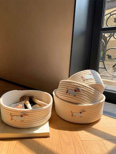 3pcs Handwoven Rattan Rectangular Storage Baskets, Reusable Wicker Trays - For Desserts, Snacks, Breads - Kitchen, Living Room, Bedroom Decor, Suitable For Back To School Season