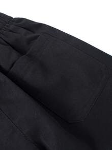 1pc Boys' Solid Color Casual Fashion Pocket Long Straight Cargo Pants, Suitable For 4-7 Years Old, All Season - Black - View 11