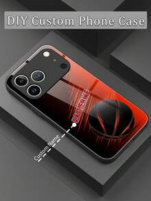 1 pieza Funda de teléfono de vidrio templado con patrón de baloncesto rojo y negro personalizado con nombre, apta para Samsung S24 Ultra/S25 Ultra, 14 Ultra/Redmi Note 13 Pro Plus, 17/16 Pro Max/15 Pro/14 Plus/13 Pro/12 Pro Max/11/Xs Max/8/7/6 Plus, de alta gama, mejor regalo para líderes, amigos, padres, madres, novios, novias