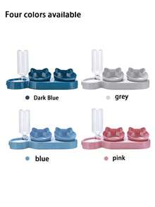 Pet Bowls With Water Feeder,1pc 3-In-1 Double Bowl Set And Automatic Water Dispenser Bottle To Keep Your Pet Hydrated And Full!, 3 In 1 Ear Design Tilted Cat Water And Food Bowl Set With Gravity Water Bottle For Neck Protection