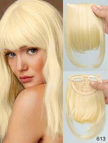 Synthetic Material Clip-On Bangs Hairpiece, Available In Black, Brown, Blonde, Suitable For Women - Multicolor - View 21