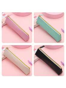 Skórzany piórnik z zamkiem błyskawicznym, organizer na artykuły papiernicze do szkoły, biura, niezbędnych artykułów szkolnych, woreczek na artykuły papiernicze na długopisy, ołówki, markery - Wielokolorowe - Zobacz 8