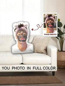 1pc Custom 3D Printed Photo Pillow, 100% Polyester Cover, 100% Polypropylene Filling, Hand Washable, Multipurpose, Digital Printing In Various Sizes - Ideal For Christmas And Halloween Gifts, Custom Human Shaped Pillow, Unique Personalized Face Design Suitable For Birthday, Holiday, Anniversary, Home Decor, Living Room, Bedroom, Valentine's Day, Wedding Decor, Halloween, Christmas, Thanksgiving, Reusable, Ornamental, Exquisite, Adorable, Cute, Funny, Custom, Personalized, Customized, For Anniversaries, For Birthdays, Teenager Dolls & Stuffed Collections,Machine Washable, Digital Printing - Multicolor - View 2