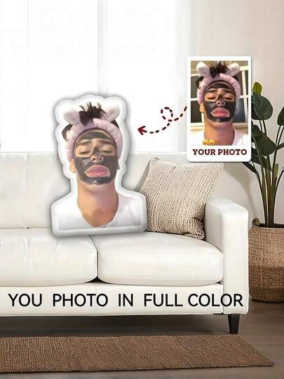1 st. specialdesignad 3D-utskriven fotokudde, 100 % polyesteröverdrag, 100 % polypropylenfyllning, handtvättbar, mångsidig, digitaltryck i olika storlekar - perfekt för jul- och Halloweenpresenter, specialdesignad människoformad kudde, unik personlig ansiktsdesign lämplig för födelsedag, högtid, årsdag, heminredning, vardagsrum, sovrum, alla hjärtans dag, bröllopsdekor, halloween, jul, thanksgiving, återanvändbar, dekorativ, utsökt, bedårande, söt, rolig, specialdesignad, personlig, anpassad, för årsdagar, för födelsedagar, tonårsdockor och gosedjurskollektioner, maskintvättbar, digitaltryck