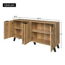 Modern 4-Door Sideboard, 160.5 X 35.5 X 78 Cm – Practical Design For The Living Room, Bedroom And Dining Room - 自然木色 - 查看 8